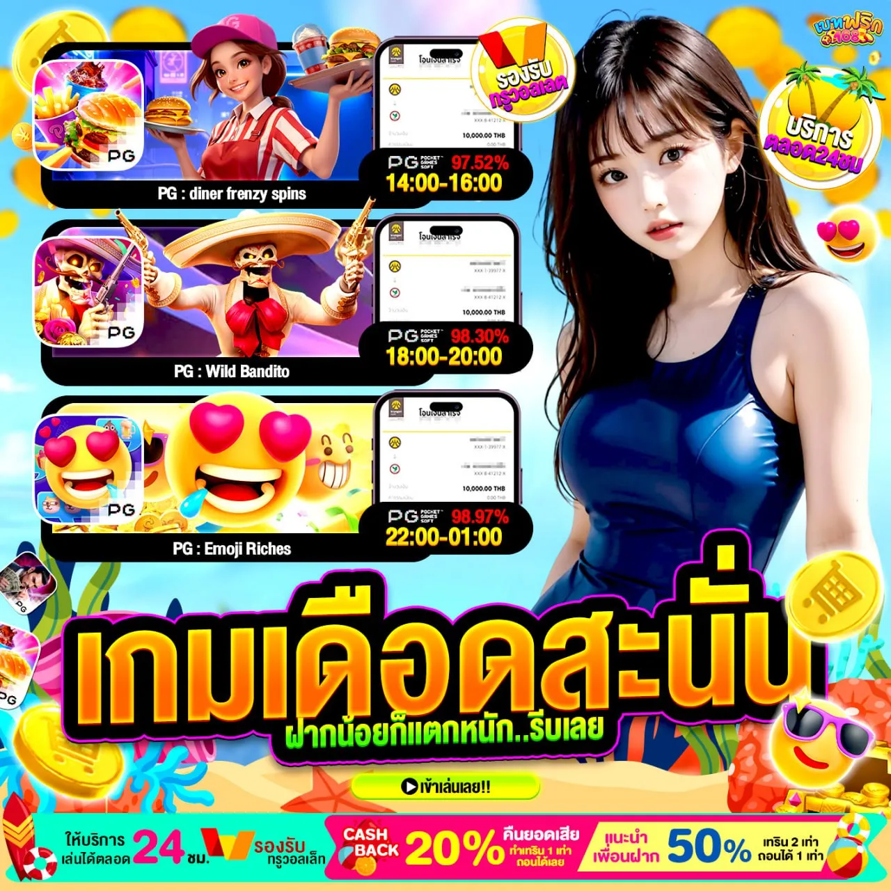 ฝาก 10 รับ 100 ทำยอด 200 ถอนได้เลย แตกหนัก จ่ายโหดสุดๆ